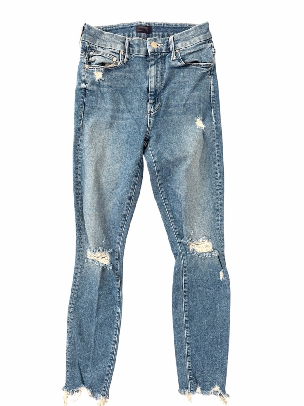 Mother Denim High Waisted Looker Ankle Chew Learning to Hula Rainbow Size 25 - Picture 5 of 12